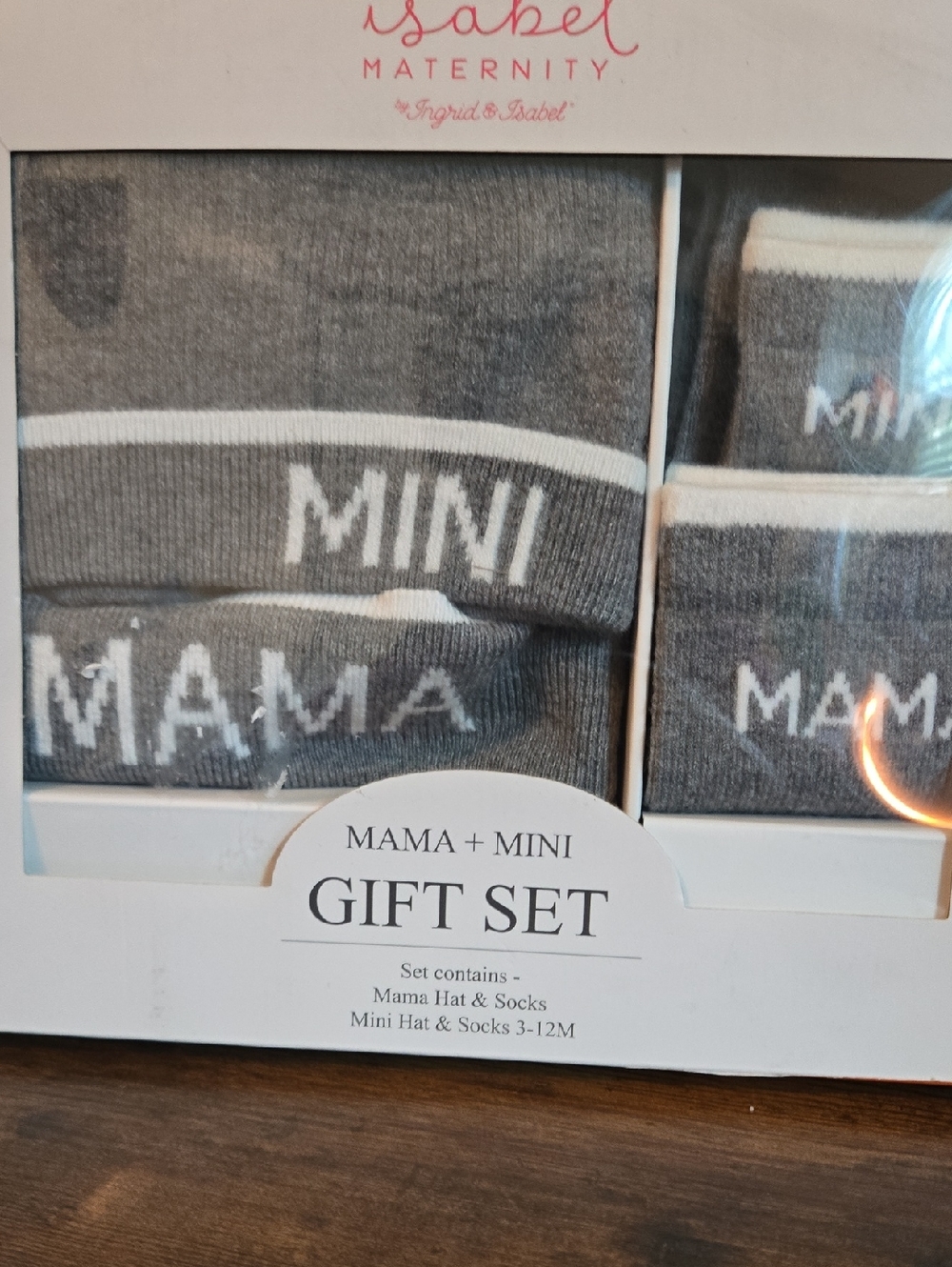 Isabel Maternity by Ingrid & Isabel Gray Mama + Mini Knit Hat & Sock Set